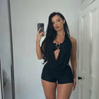 HALTER RING DETAIL ROMPER ONE PIECE BACKLESS OUTFIT