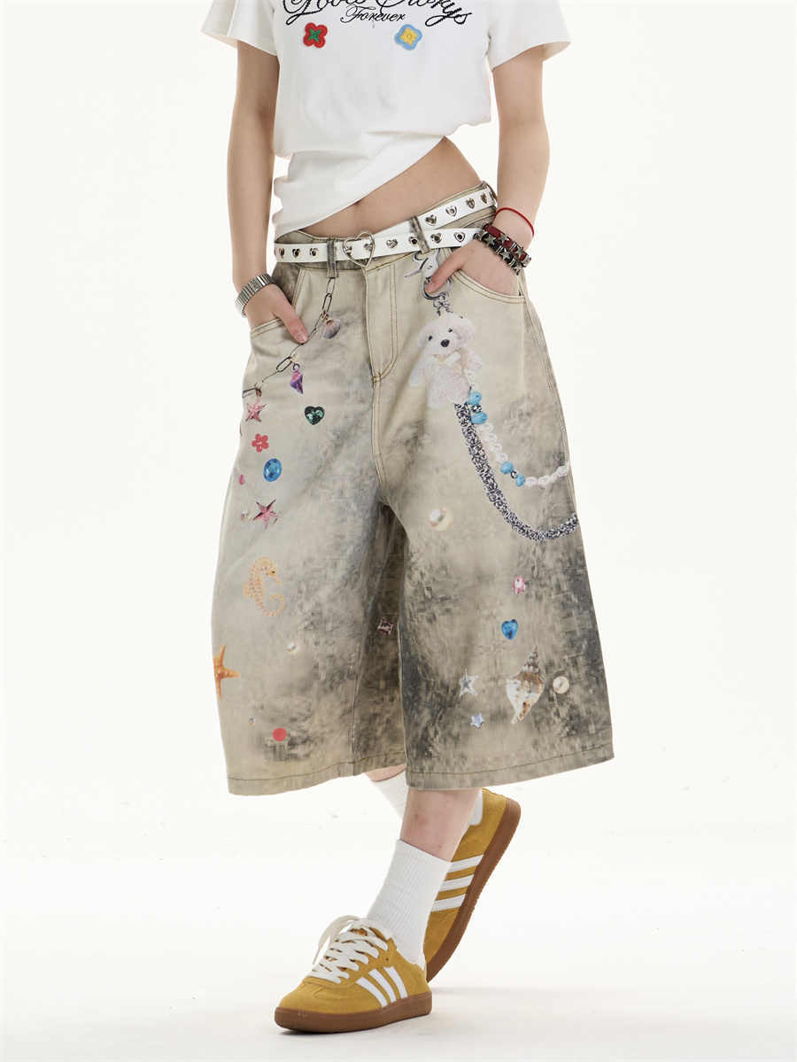 EMBELLISHED OVERSIZED BERMUDA SHORTS