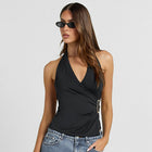WRAP HALTER TOP WITH SIDE RING DETAIL