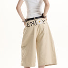 FLORAL EMBROIDERED LOOSE FIT CARGO SHORTS