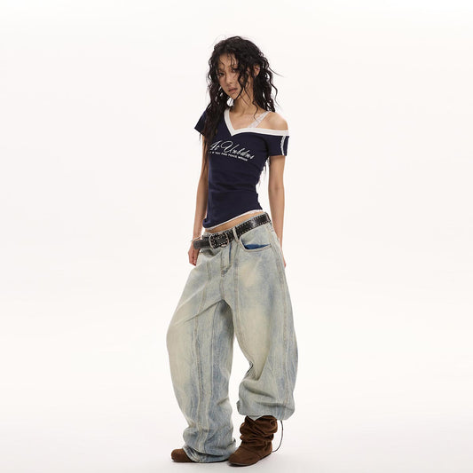 OVERSIZED WIDE LEG DENIM JEANS