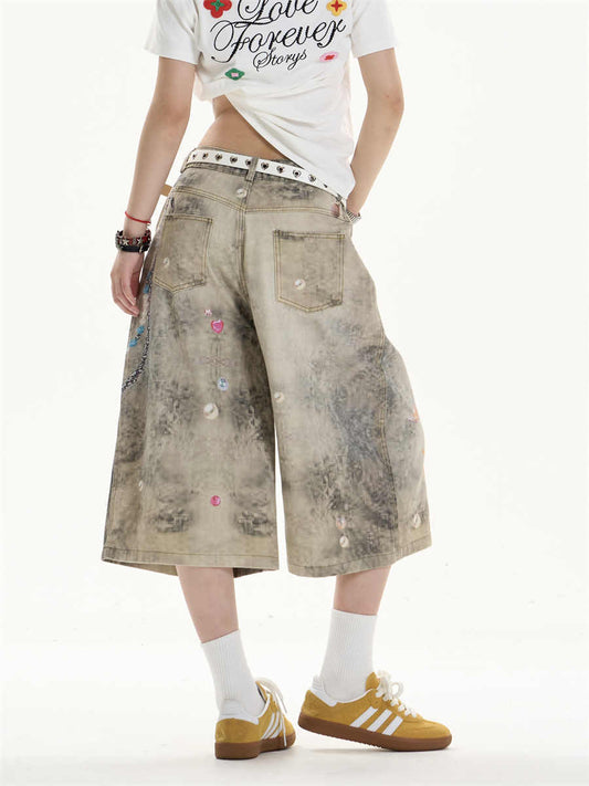 EMBELLISHED OVERSIZED BERMUDA SHORTS