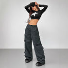WIDE LEG MULTI POCKET CARGO PANTS STREETWEAR UTILITY STYLE