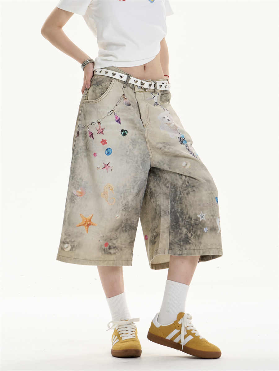 EMBELLISHED OVERSIZED BERMUDA SHORTS