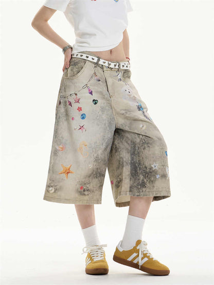 EMBELLISHED OVERSIZED BERMUDA SHORTS