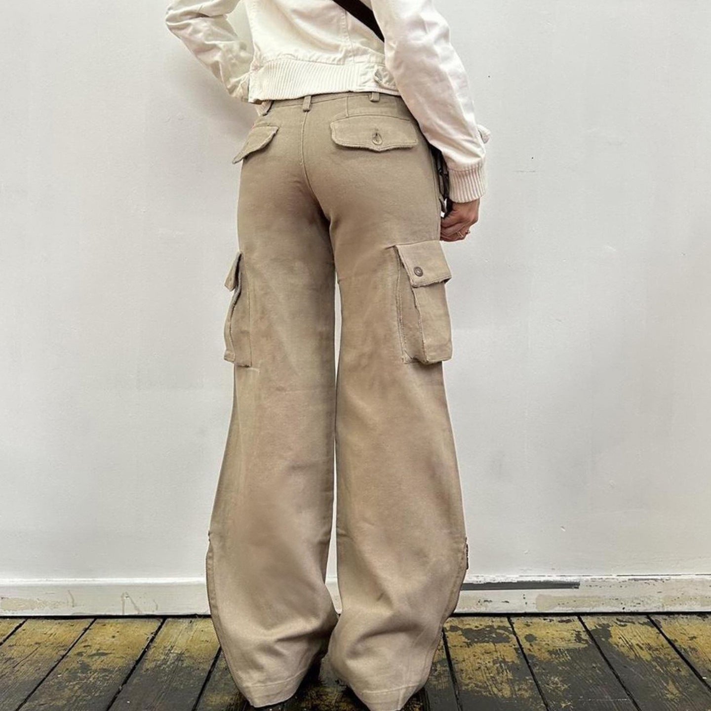 STREET STYLE WIDE LEG CARGO PANTS