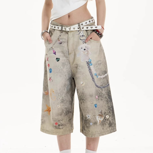 EMBELLISHED OVERSIZED BERMUDA SHORTS