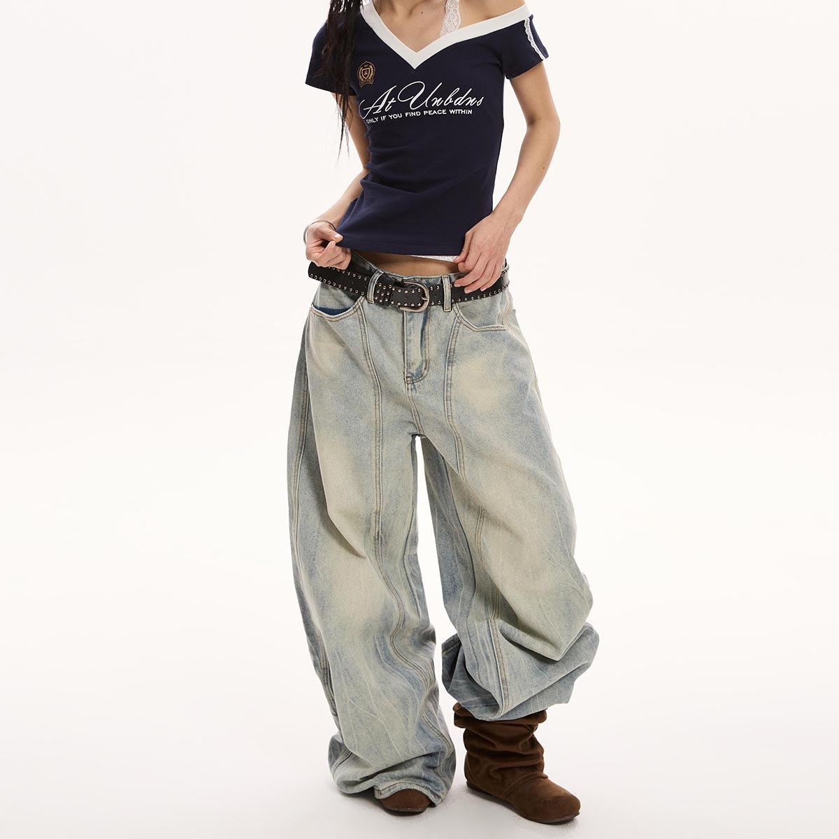 OVERSIZED WIDE LEG DENIM JEANS