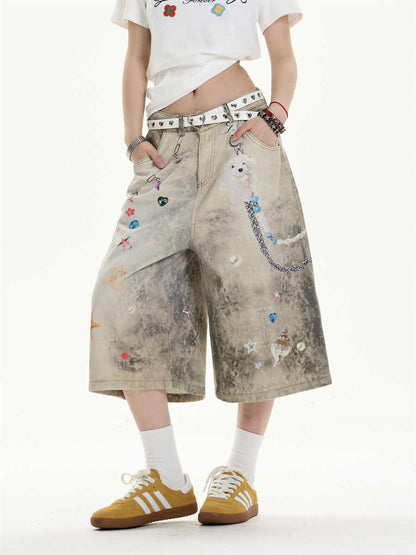 EMBELLISHED OVERSIZED BERMUDA SHORTS