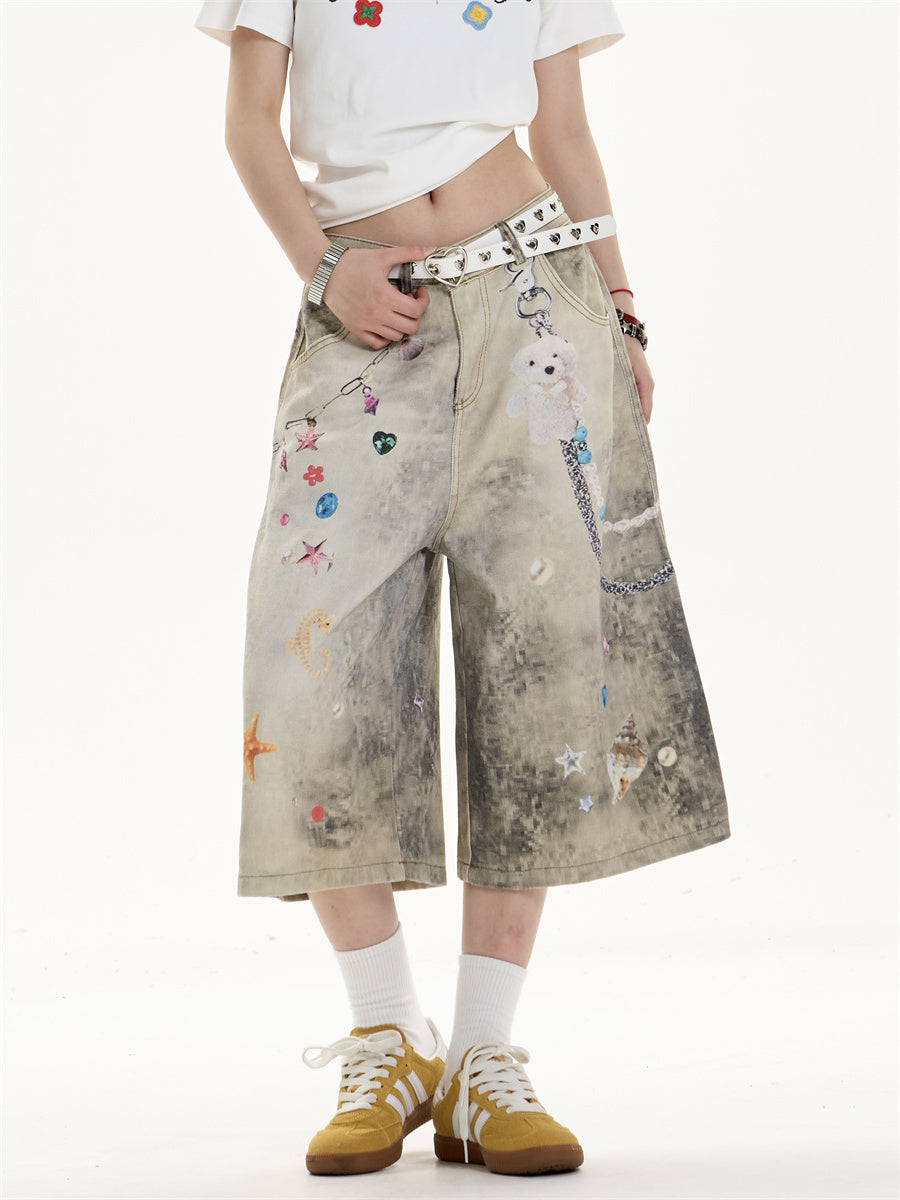 EMBELLISHED OVERSIZED BERMUDA SHORTS